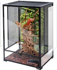 REPTI ZOO 24" x 18" x 36" Reptile Tall Glass Terrarium Rainforest Habitat Double