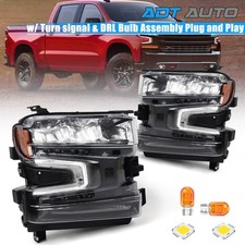 For Chevy Silverado 1500 2019-2021 Led Headlights W Halogen Signal Left Right For Chevy Silverado 1500 2019-2021 Led Headlights W Halogen Signal Left Right