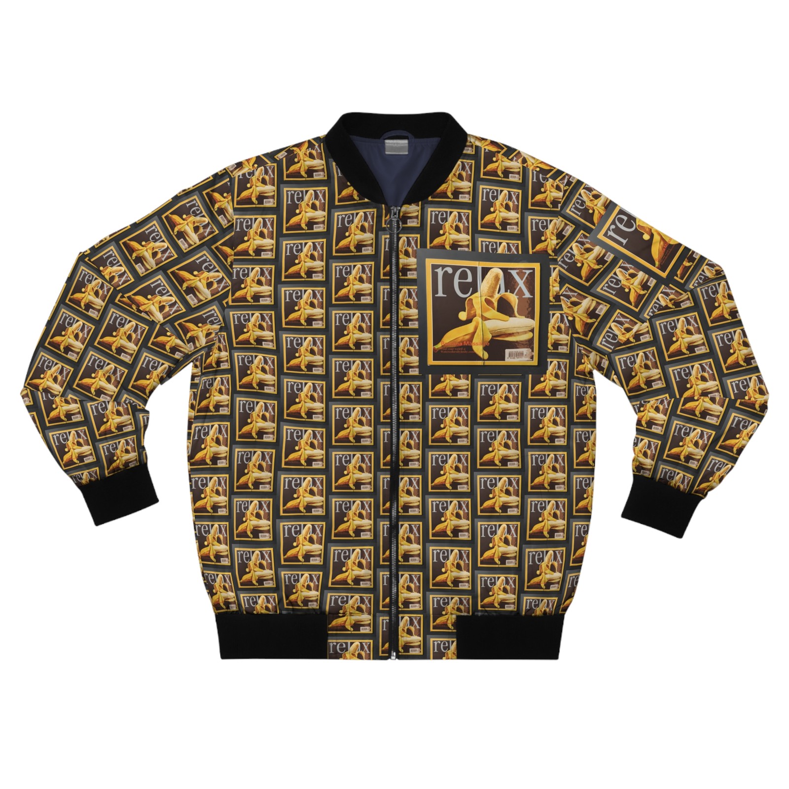 Relax: Banana Massage Men's Bomber - Weird Banana Art Flight Jacket - second product detail image
