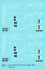 K4 HO Scale Decals White ACF Center Flow Covered Hopper Dimensional Data Set