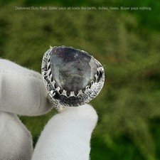 925 Sterling Silver Iolite Sunstone Stone Wife Stackable Ring Jewelry Size 8.75