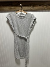 J.CREW Women's Striped Cotton Sleeveless Midi Dress Size M Black White Nautical