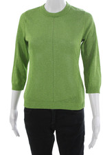 Pullover girocollo donna Flavio Castellani verde viscosa manica 3/4 taglia 42