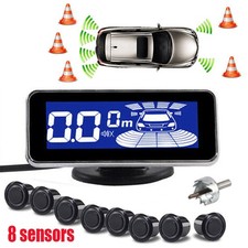 Front and Rear 8 Sensors LCD Display Buzzer Alarm Car Reverse Parking Kit Black