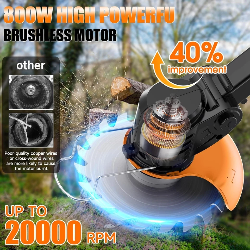 Electric Weed Wacker Cordless Stringless,Grass Trimmer,With 2 Batteries, 1 Charg - Image 3 of 4