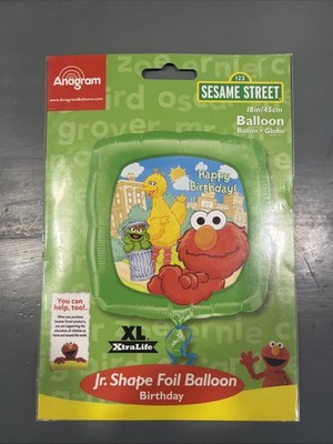FACTORY SEALED ANAGRAM 18'' HAPPY BDAY SQUARE SESAME ST. FOIL BALLOON WSHELF WEAR