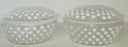 Vintage Depression Era Moonstone Opalescent Hobnail Trinket Puff Dish w/lid Set