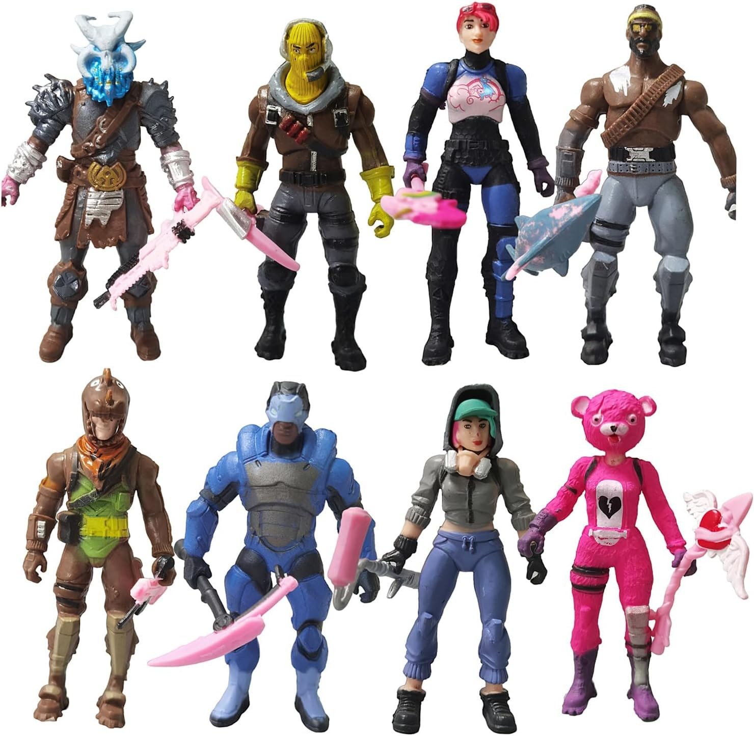Cake Topper Add Background 8-Piece Video Game Action Figures Set Cake Toppers,with Weapons Toy ...