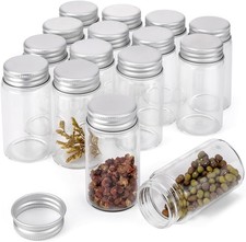 15 Pack 50ml Transparent Small Glass Bottles with Aluminum Screw Caps 5/3oz,