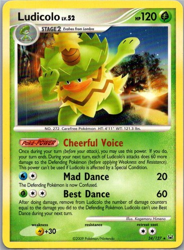 Ludicolo 34/127 Rare Platinum Pokemon Heavily Played