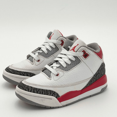 Jordan 3 Retro Fire Red 2022 High Top Lace Up Leather Sneakers - Little Kid/Todd