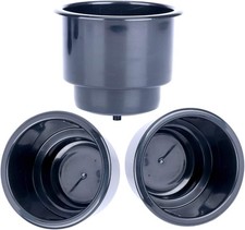  Set of 3 Amarine-Made Black Recessed Plastic Cup Drink Can Holder W/ Drain Boat