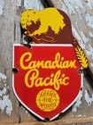 VINTAGE CANADIAN PACIFIC RAILWAY PORCELAIN SIGN OLD TRAIN RAILROAD CANADA BEAVER