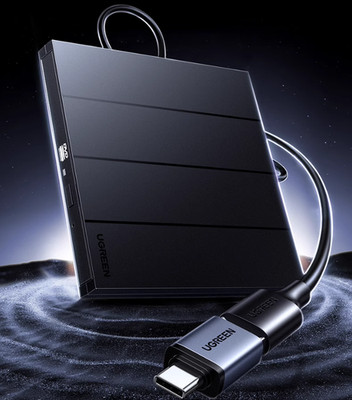 UGREEN Aluminum Alloy External Optical Drive Burner Compatible with USB-A/Type-C
