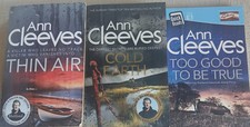 3 Ann Cleeves Paperbacks Shetland Series:Thin Air,Cold Earth,Too Good To Be True