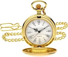 Smooth Vintage Pocket Watch with Chain, Classic Alloy Pocket Watches for Men Wom