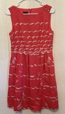Talbots Petites Coral Cactus Nautical Smooth Sailing Fit & Flare Dress Sz 8P
