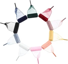 Syhood 10 Pairs Satin Shoe Laces Soft Casual Organza Flat Ribbon Shoelaces... 
