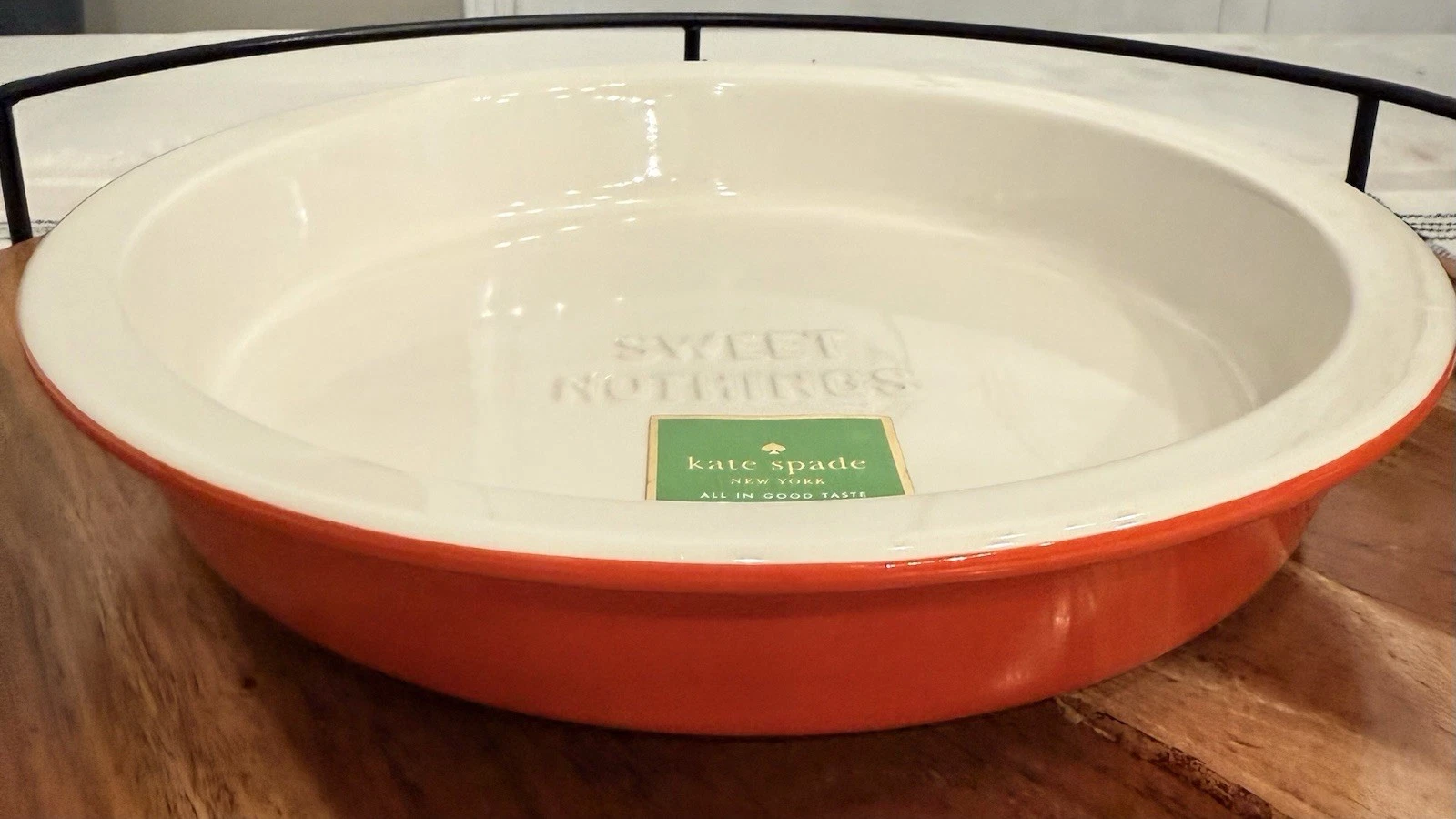 Kate Spade New York All In Good Taste Ceramic Red White 9" Round Pie Dish