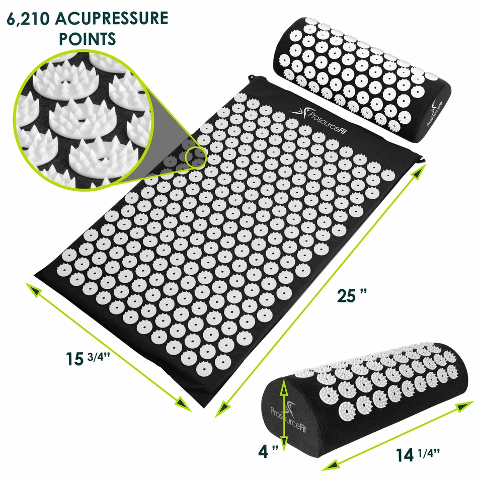 Juego de alfombrilla y almohada de acupresión para aliviar el dolor de espalda cuello y relajación muscular Foto 3 de 4