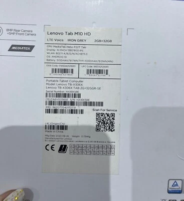 Lenovo Tab M10 HD (2nd Gen) · 64GB · Cellular