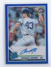 2019 Donruss Optic Chance Adams Rated Rookie BLUE HOLO PRIZM AUTO #ed 05/75