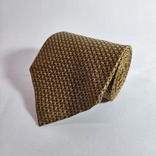 Ferrell Reed 100% Silk Hand Made Tie Mens Geometric Gold Made in USA 4" x 56"