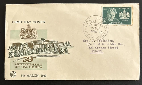 Australia FDC WCS 1963 50th Anniversary of Canberra