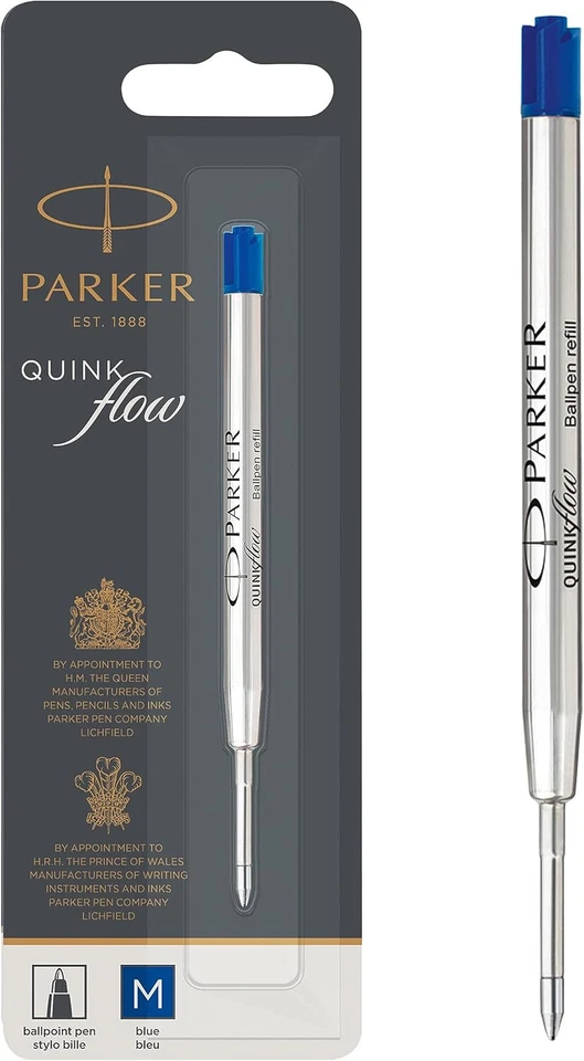 Parker Quink Encre Stylo à Bille Recharge Bleu Moyen