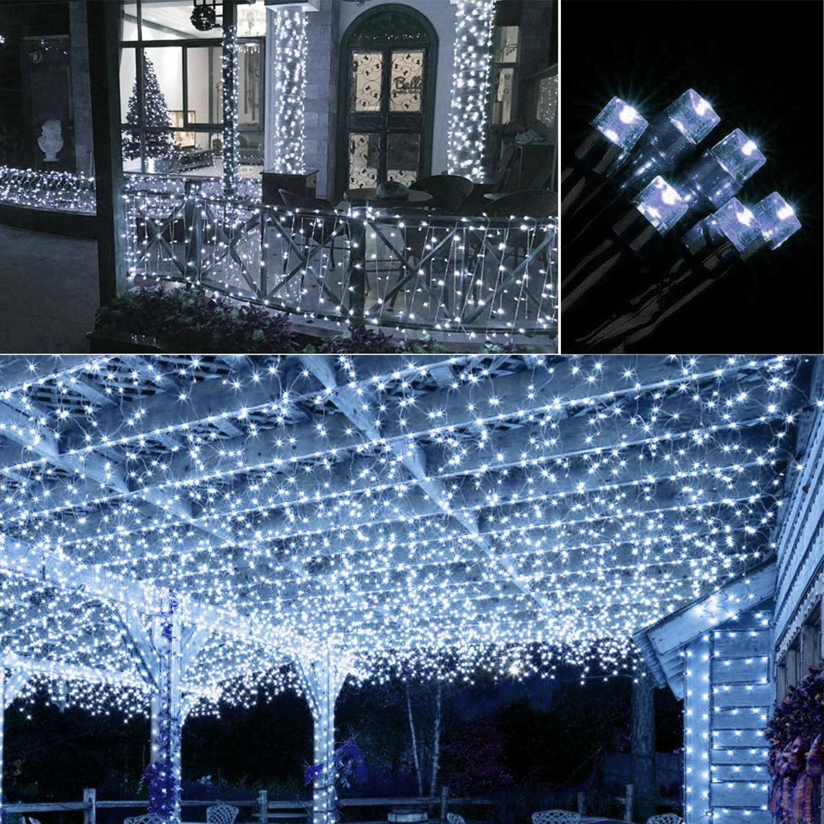 72ft 200LED Solar String Lights Cool White Party Fairy Light Garden Yard  Outdoor