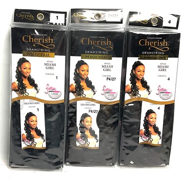 Cherish Synthetic Long Curly Drawstring Hair Ponytail Miami Girl Color 1,4,P4/27