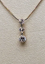 14K CZ Pendant 3-stone 2CT Slide Yellow Gold, Past Present Future 2.4gr