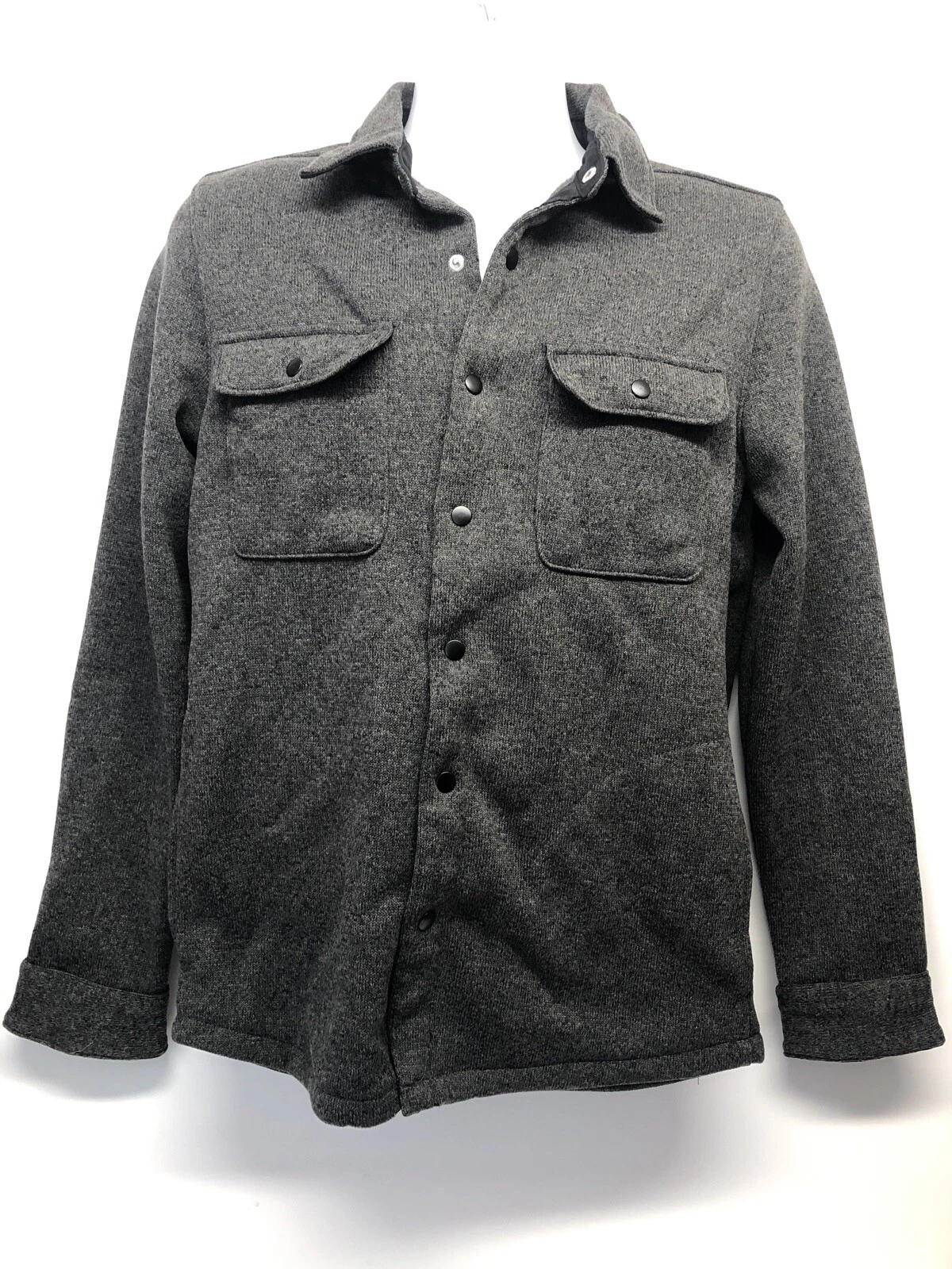 Goodfellow & Co. Men Black Button Front Fleece Jacket size S Chest Pockets