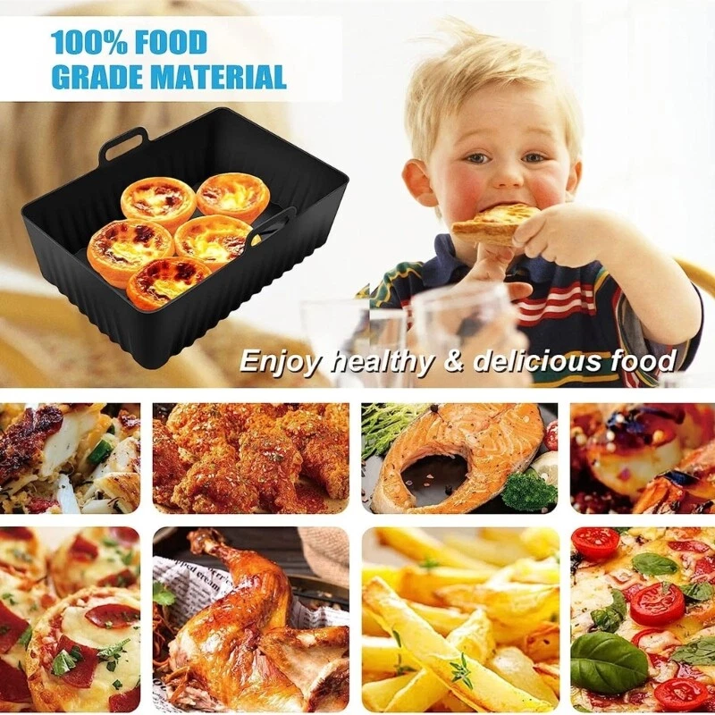 Air Fryer Silicone Basket Tray Baking Mat Reusable Non-stick Air Fryer Accessory