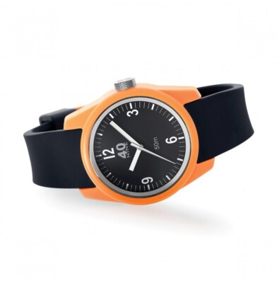 40NINE BASIC 35MM Quarz Polymer Silikon Schwarz Orange Weib Unisex Uhr