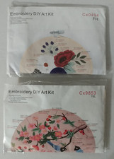 Embroidery DIY Starter Kits for Beginners Lot of 2 Stamped Plants Flowers Birds