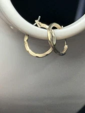 Small Slow Twist Textured Self Hinged Vintage Click Close Hoop Earrings “Rosa”