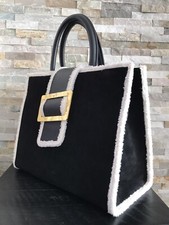 Kassandre Paris Black 100% Split cow Leather/Suede Handbag, New With Tags