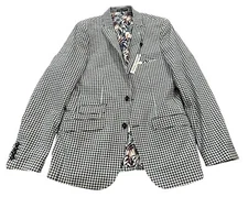 NEW Paisley & Gray Mens Ashton Slim Fit Gingham Peak Jacket Blue/White Size 38R