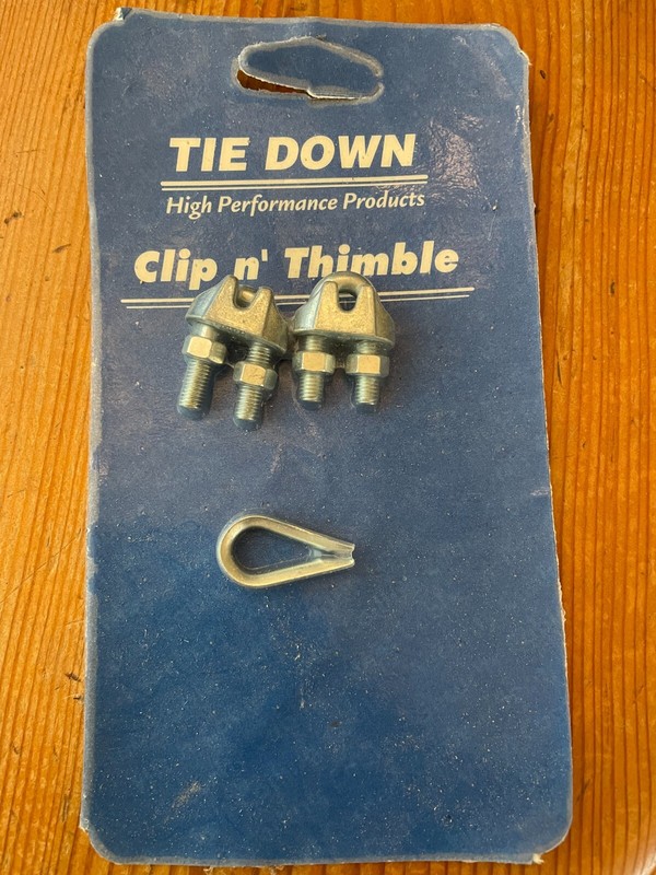 Tie Down #4KH30 Steel Wire Rope "Clip and Thimble" Kit ~ U-Bolt ~ for 1/8" Wire