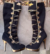 PLEASER FUNTASMA ARENA KNEE HIGH COSTUME PIRATE HIGH HEEL BOOTS SZ. 9
