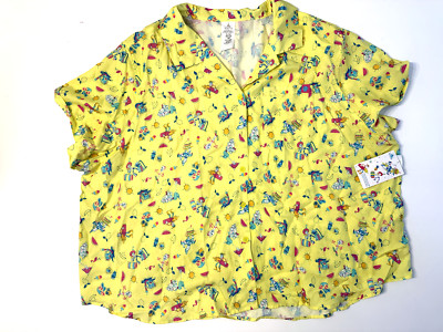 Disney Woman Size 3X Yellow Toy Story Summer Splash Collection Button Down Shirt