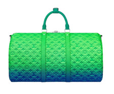 Louis Vuitton Keepall Bandouliere 50 Blue Green Taurillon Weekend Travel Bag