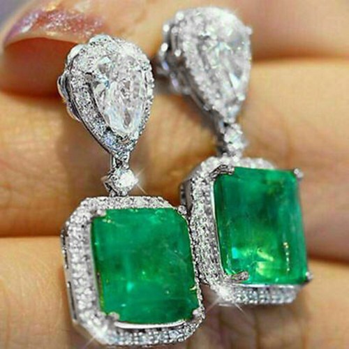 Women Wedding 925 Silver Plated Drop Earring Pretty Cubic Zircon Jewelry A Pair - Bild 15 von 25