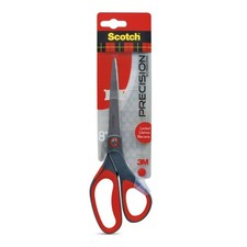 Precision Stainless Steel Crafting Scissors, 8", Pointed, Red Gray