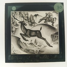 Victorian Magic Lantern Slides – Hunting & Pursuit Scenes (2) – Antique Glass