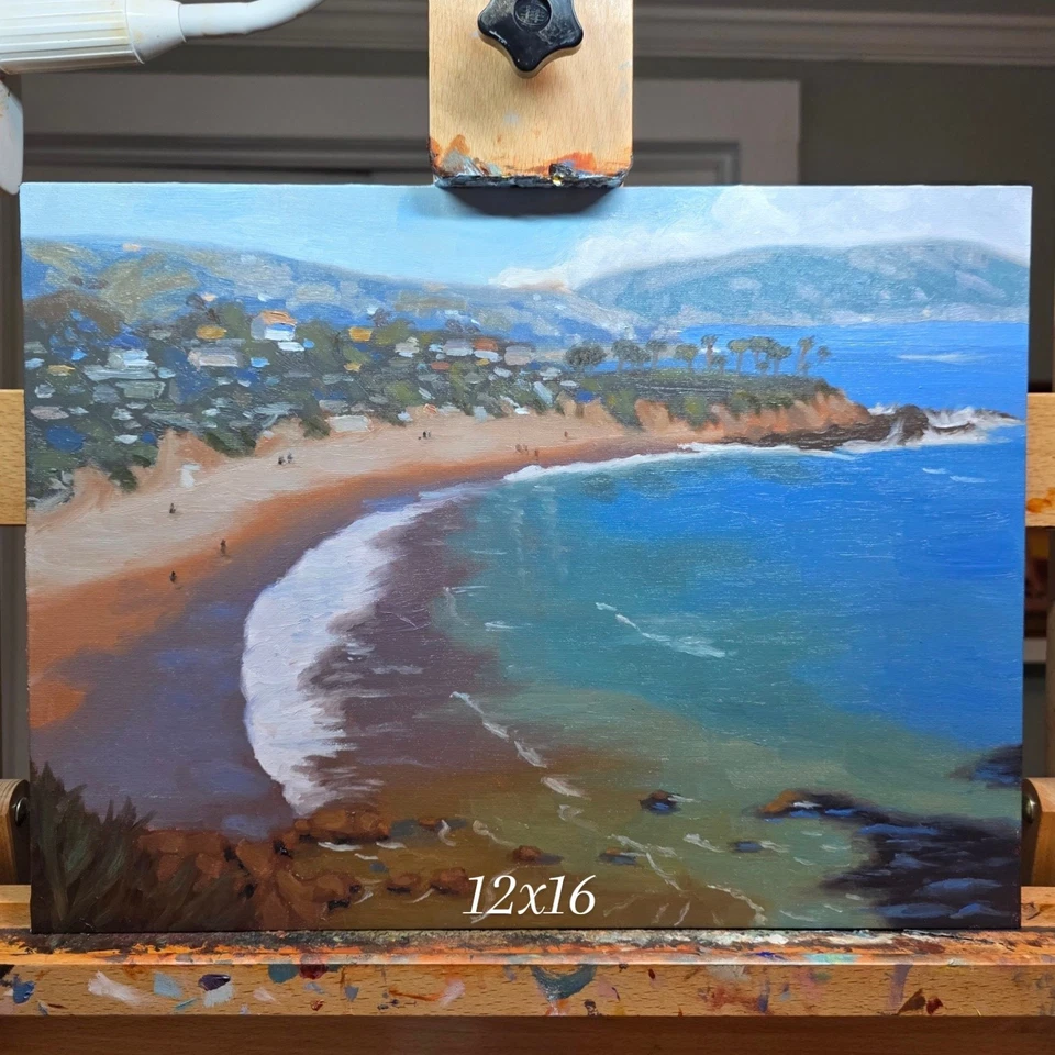 Original 12x16 Laguna Beach Oil Painting  With Gold Frame - Image 4 of 4