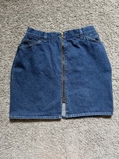 Vintage Lee Front Zip Denim Mini Skirt Size 13 Pockets