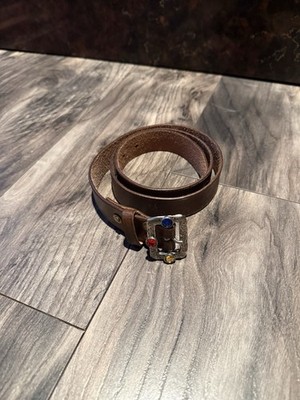 Kapital Japan Oil Leather Studded Studs Disco Buckle Belt Brown