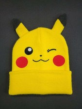 Pokemon Pikachu Beanie Hat Kids Yellow Knit Cap Ears Licensed Nintendo Cute
